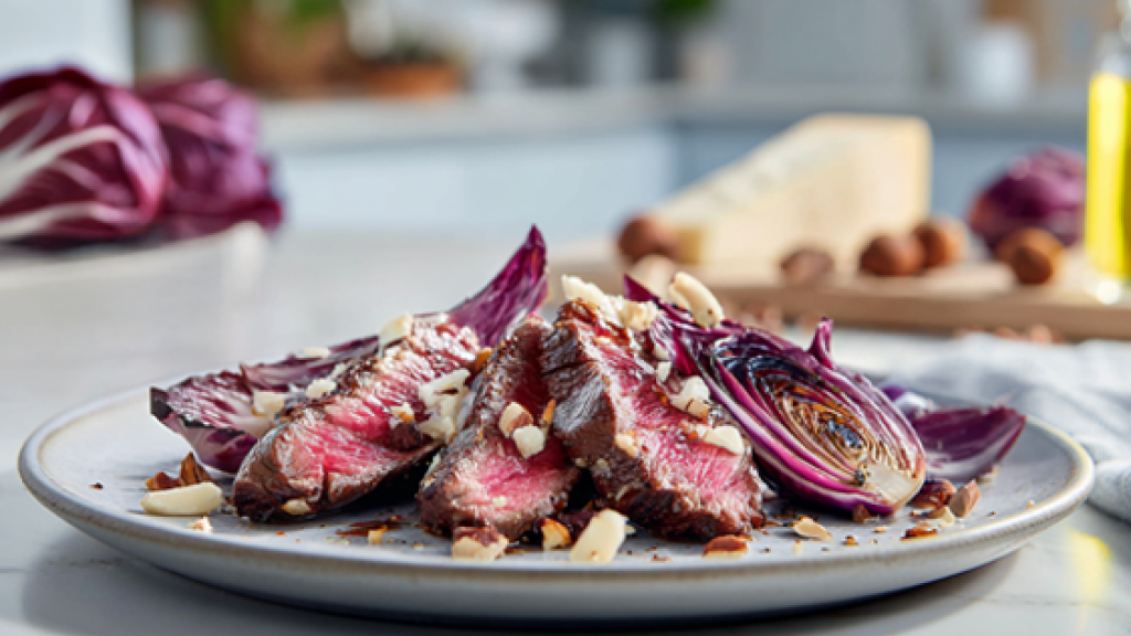 Tagliata piemontese con radicchio, nocciole e formaggio stagionato - tagliata-piemontese-radicchio