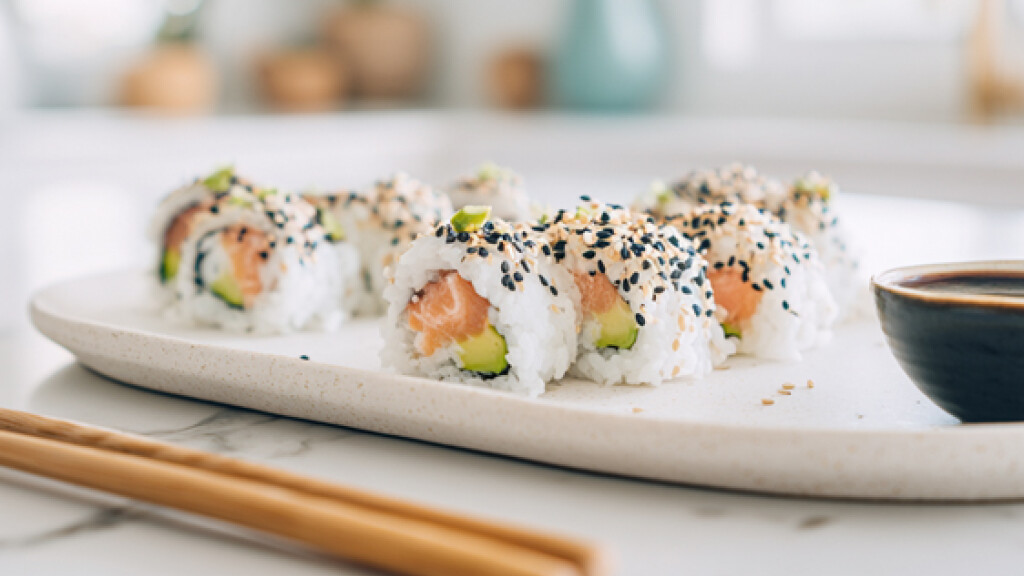 Sushi con avocado e sashimi di salmone affumicato - sushi-salmone-avocado
