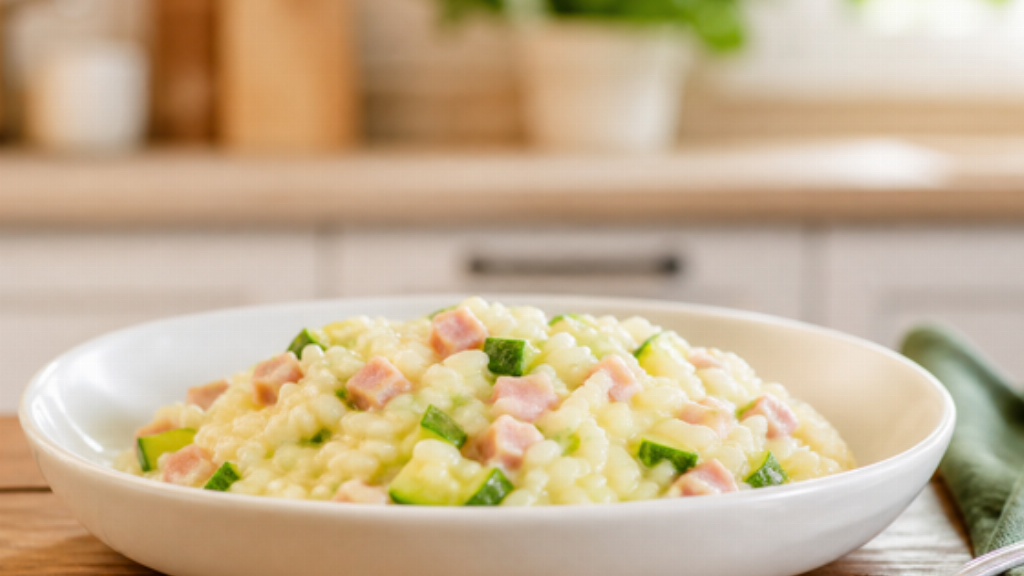 Risotto zucchine, cotto e squacquerone - Risotto zucchine, cotto e squacquerone