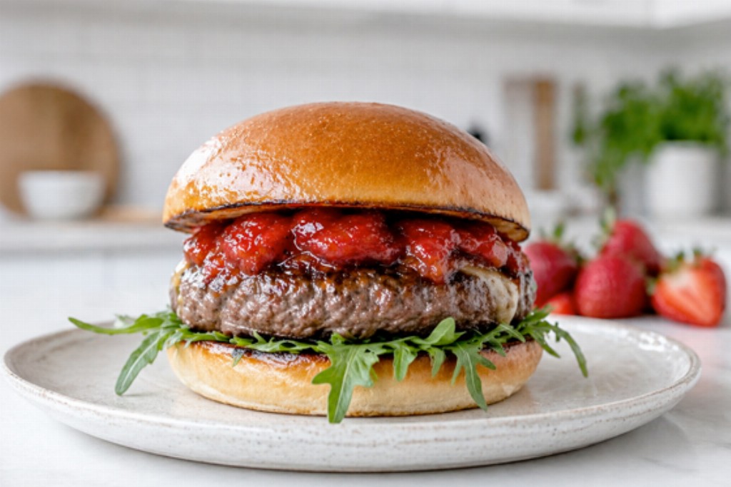 Hamburger di scottona con salsa alle fragole
