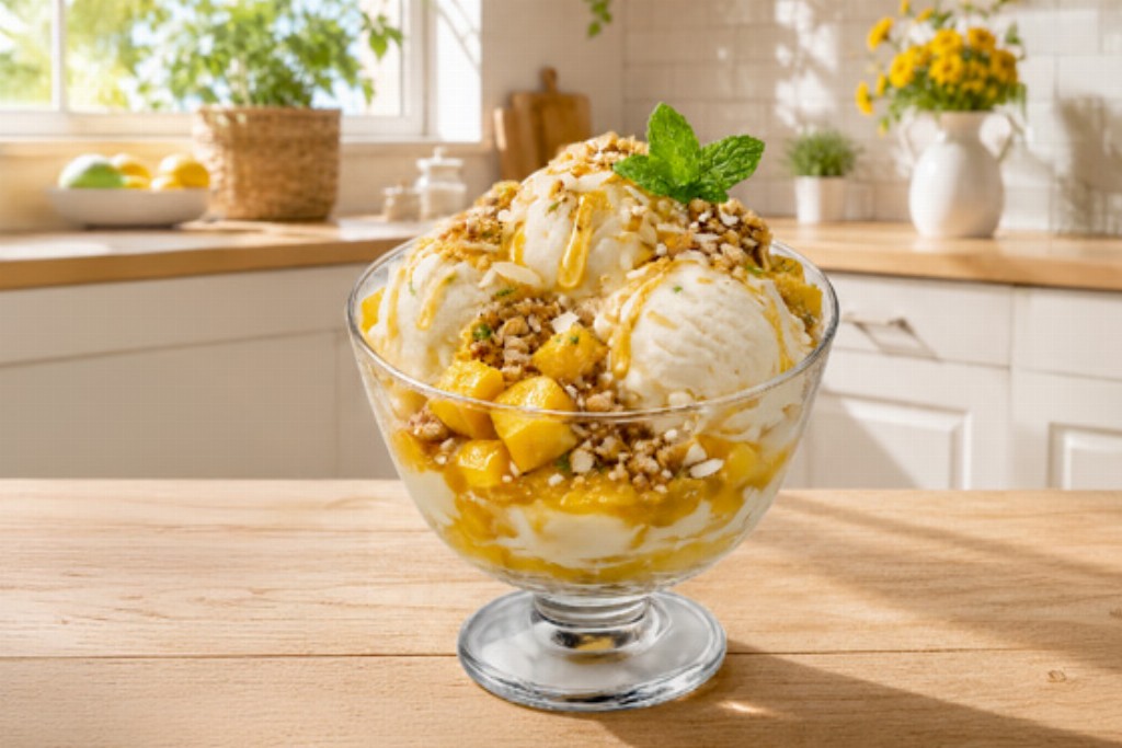 Coppa gelato al mango fresco