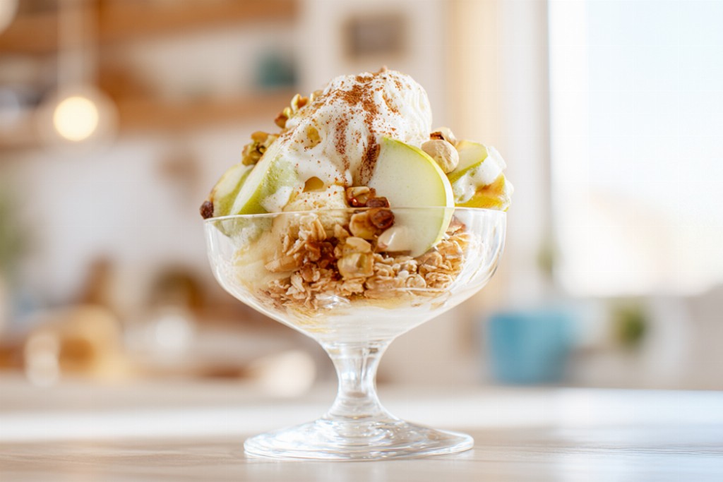 Bicchiere fit con gelato Zero Zuccheri Piacersi Conad, cereali integrali e miele