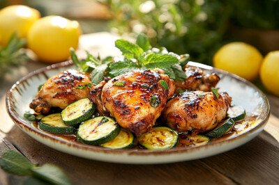  Cosce di Pollo con zucchine, limone e menta - cosce pollo zucchine menta