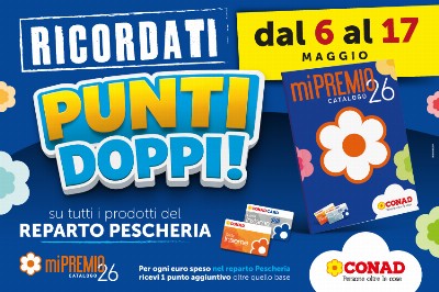 Dal 6 al 17 maggio, PUNTI DOPPI sul reparto Pescheria! - punti-doppi-ricorda-pesce-850x567