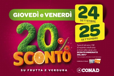 Da Conad, il 24 e 25 settembre il 20% di sconto su Frutta Fresca e Verdura - articolo-20-sconto-ortofrutta-24-25-settembre